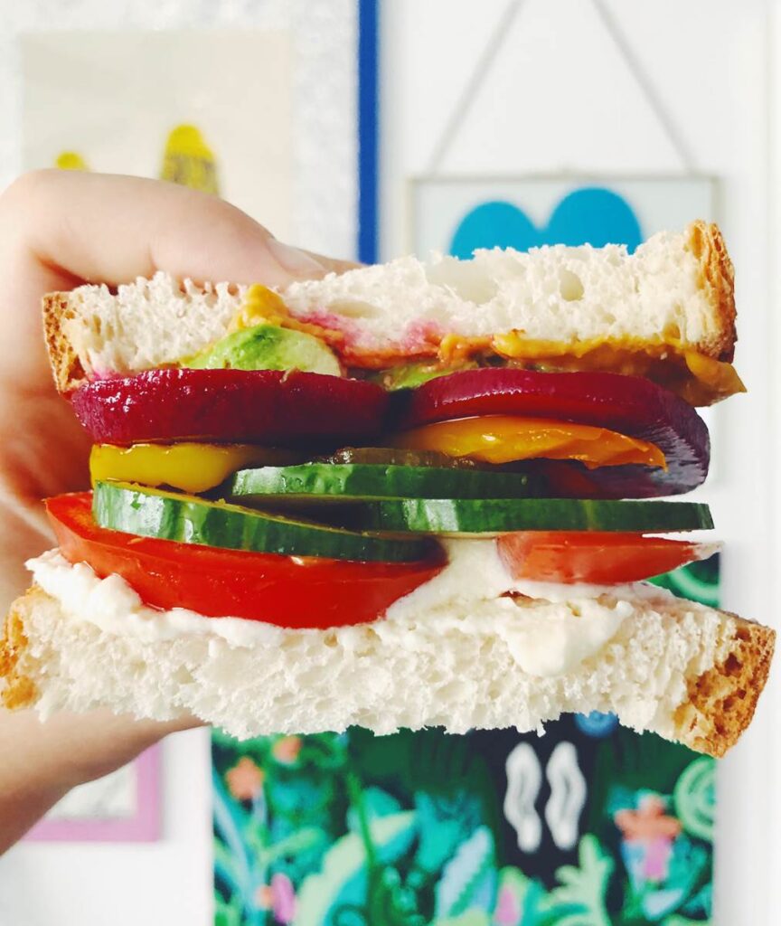 CHEVOO Goat Cheese Rainbow Veggie Sandwich Recipe