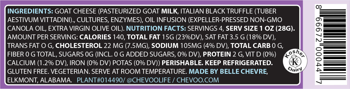 Wholesale - Chevoo Italian Black Truffle Goat Cheese (case of 6)